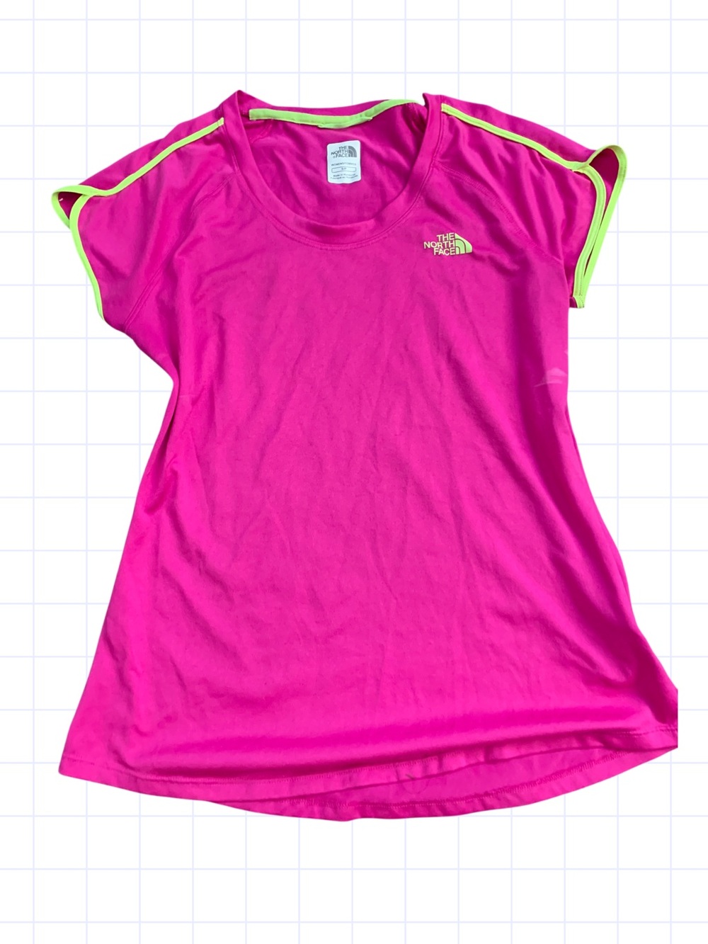 The North Face Hot Pink Tee with Neon Green Trim